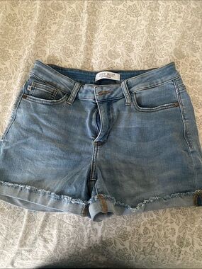 Judy Blue Light Blue Frayed Hem Denim Shorts